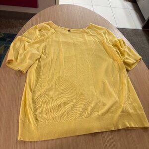 Talbots Short Sleeve Sweater XL Xtra Large Light Yellow Cotton Rayon Blend
